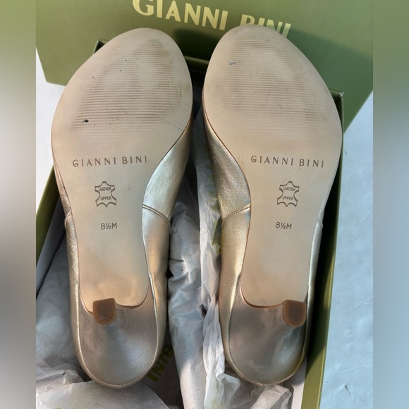 GIANNI BINI Gold Open-Toe Pumps Size 8.5 - Picture 8 of 8